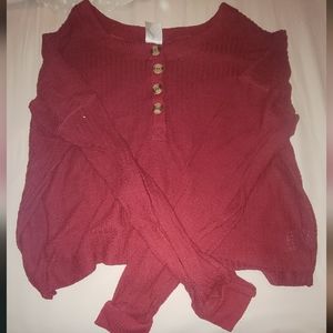 Red and Blue sweater with front buttons